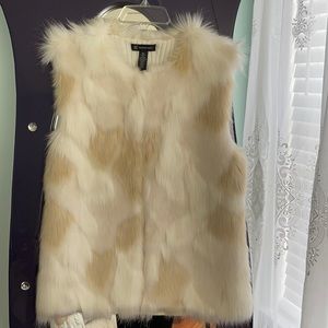 White INC Faux Fur Vest